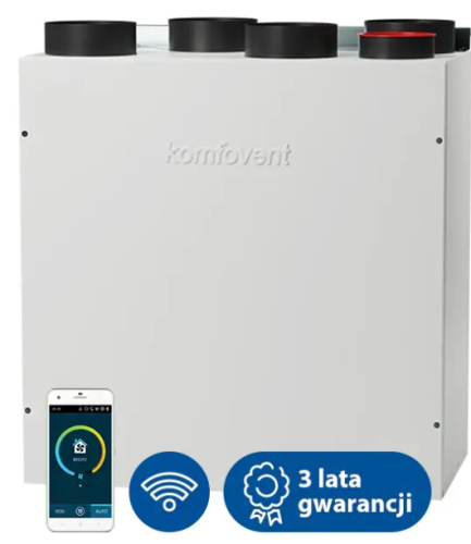 Centrala Komfovent Domekt-R-200-V-C8 233 L/A wymiennik obrotowy standardowy, układ króćców pionowy