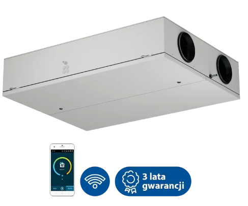 Centrala Komfovent Domekt-CF-500-F-C6M-ER wymiennik przeciwprądowy entalpiczny, wykonanie płaskie, podwieszane