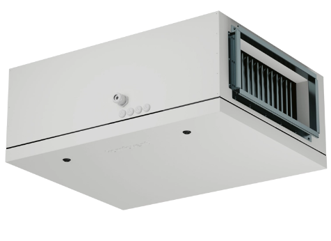 Centrala Komfovent Domekt Domekt-S-1000-F-E/15 , wykonanie płaskie, podwieszane, wersja ze zintegrowaną nagrzewnicą elektryczną