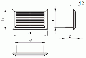 Dane_Techniczne Kratka do zakończenia kanału Supertuba 204x60mm