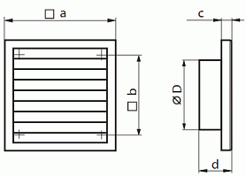 Dane_techniczne Kratka prostokątna z podłączeniem do otworu fi 100mm